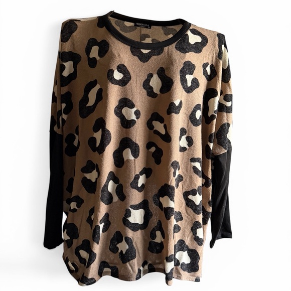 HEIMISH USA Tops - HEIMISH USA Leopard Print Tunic - Tan and Black- Size 1X, NWOT